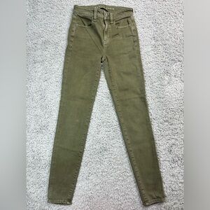American Eagle Jeans Womens 00 Hi Rise Jegging Next Level Stretch Olive Green